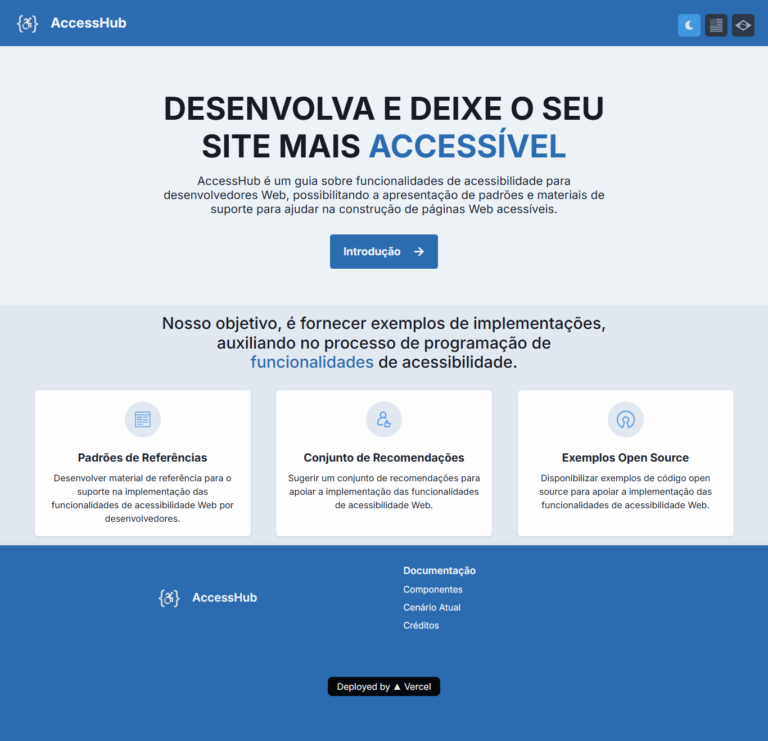 Imagem da página inicial do projeto AccessHub.