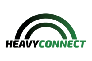 Logotipo da HeavyConnect com arcos em gradiente preto e verde sobre o nome da empresa.
