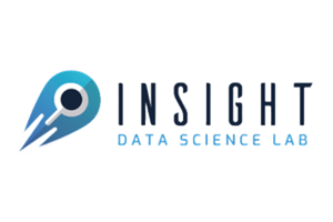 Logotipo azul do Insight Data Science Lab com ícone de gota estilizada e uma lupa.