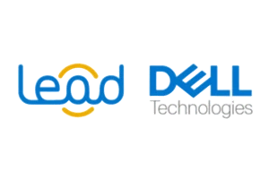 Logotipos azuis do Centro de Pesquisa, Desenvolvimento e Inovação Dell LEAD e da Dell Technologies.