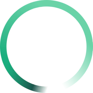 Logo do Cypress: Um círculo minimalista com um gradiente de cores que vai do verde-água claro ao verde escuro, apresentando uma pequena abertura na parte inferior.