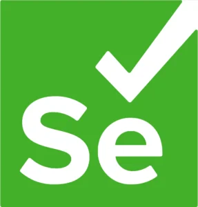Logo do Selenium: Um quadrado verde vibrante contendo as letras "Se" em branco e um ícone de "check" (visto) branco saindo do topo do quadrado.