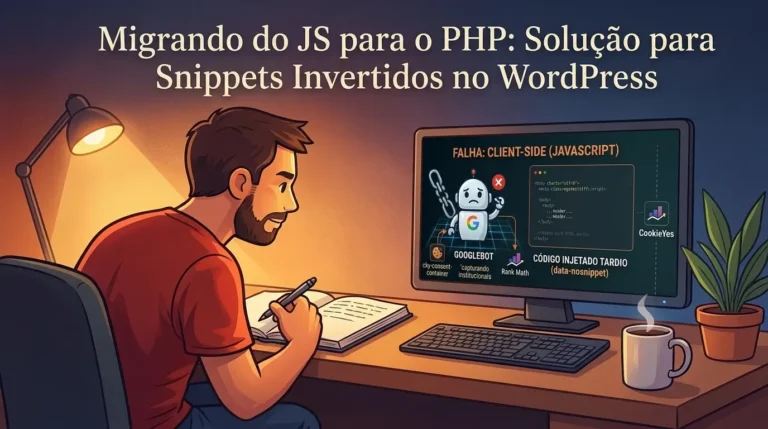 Migração de JavaScript para PHP no WordPress para corrigir Snippet Invertido